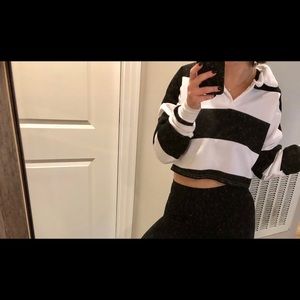 long sleeve crop jersey top